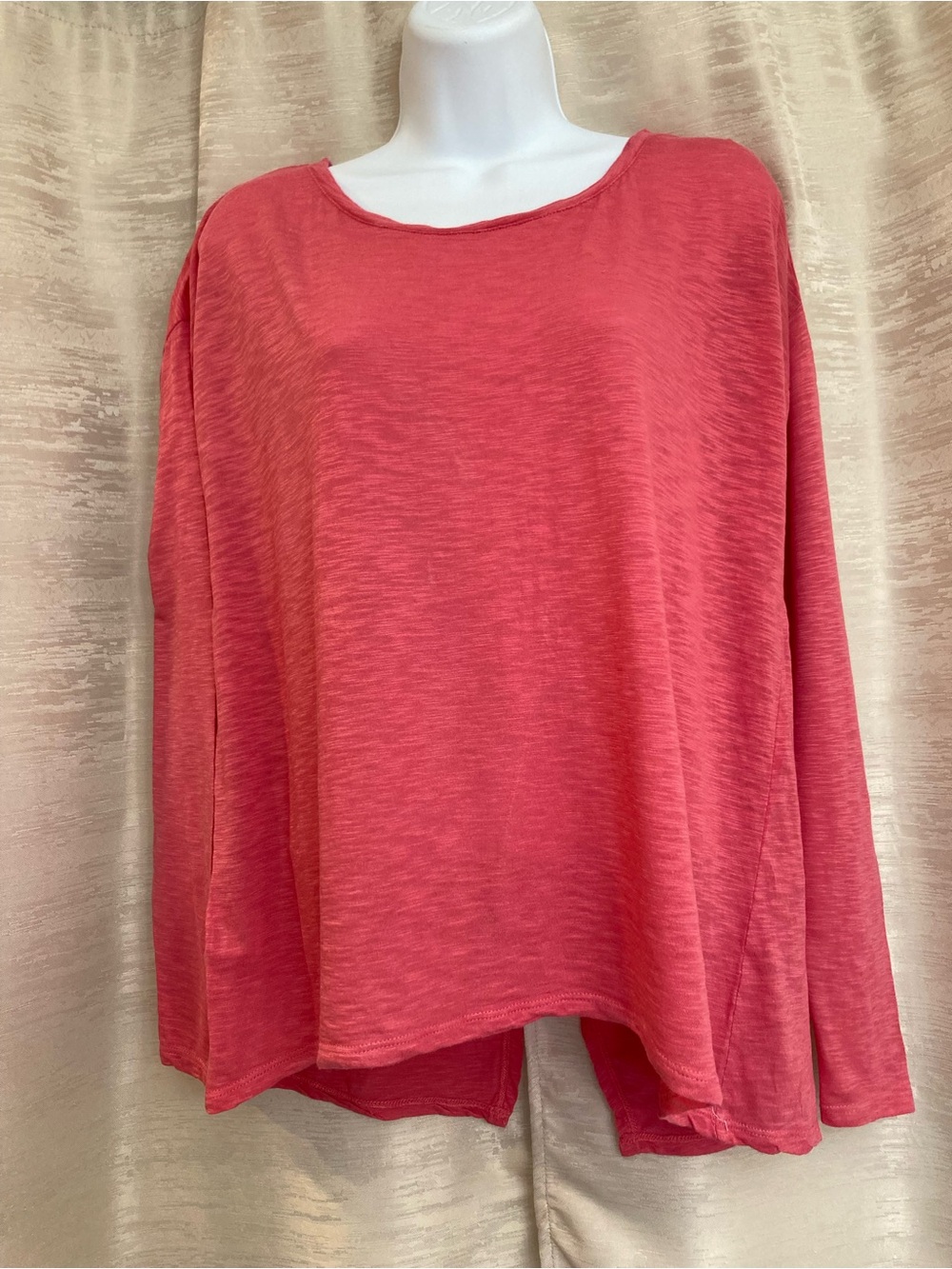 Ann Taylor Loft Coral Long-Sleeve Women’s Top with a wrap-open back. XS